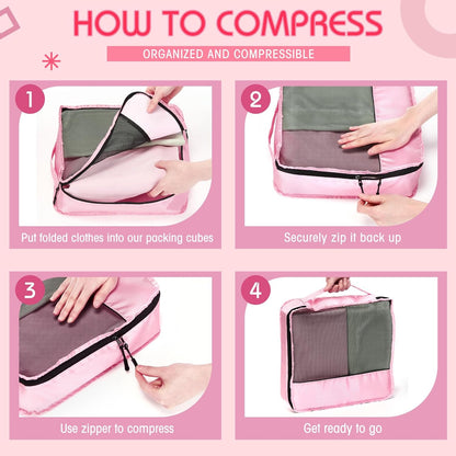 5 Pcs Packing Cubes for Suitcase Large Travel Cubes Carry on Luggage Organizer Bags for Clothes Accessories (L,Pastel)