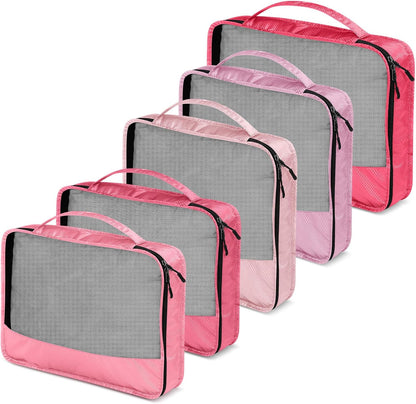 5 Pcs Packing Cubes for Suitcase Large Travel Cubes Carry on Luggage Organizer Bags for Clothes Accessories (L,Pastel)