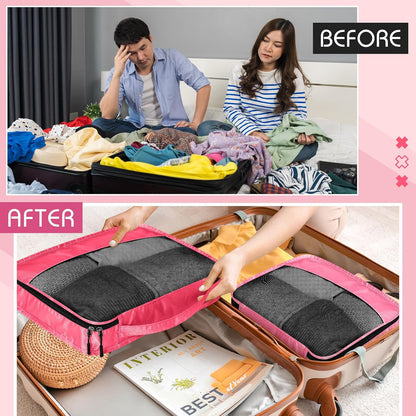 5 Pcs Packing Cubes for Suitcase Large Travel Cubes Carry on Luggage Organizer Bags for Clothes Accessories (L,Pastel)