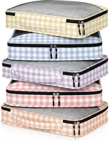 5 Pcs Packing Cubes for Suitcase Large Travel Cubes Carry on Luggage Organizer Bags for Clothes Accessories (L,Pastel)