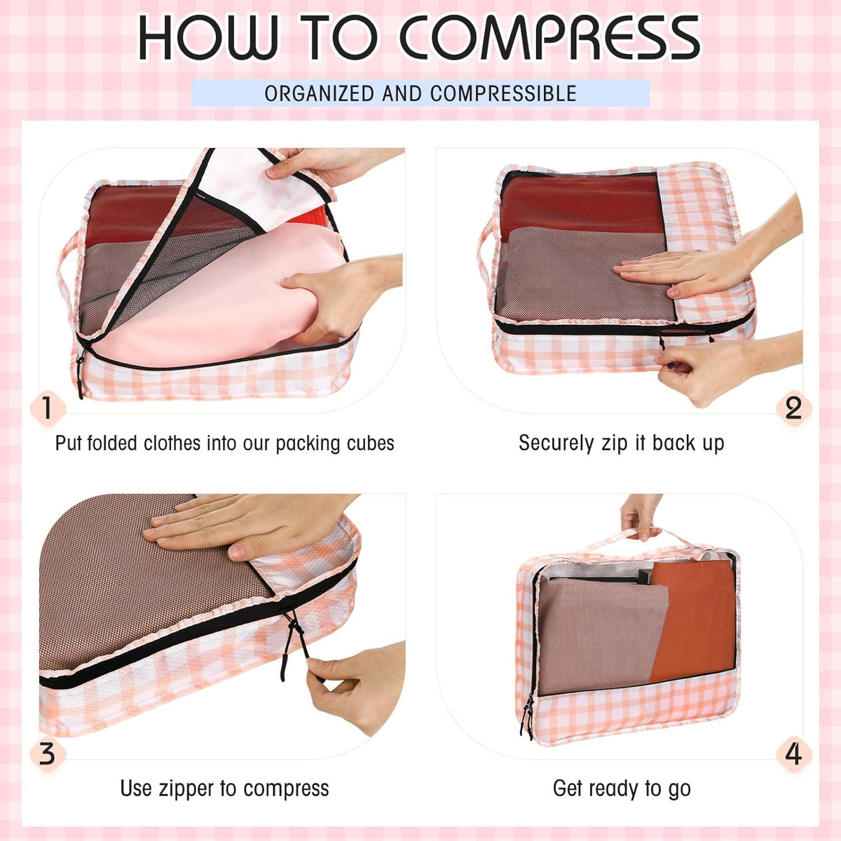 5 Pcs Packing Cubes for Suitcase Large Travel Cubes Carry on Luggage Organizer Bags for Clothes Accessories (L,Pastel)