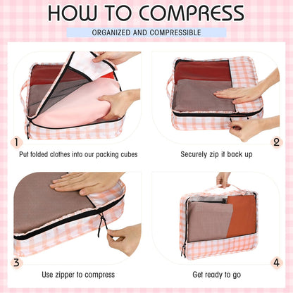 5 Pcs Packing Cubes for Suitcase Large Travel Cubes Carry on Luggage Organizer Bags for Clothes Accessories (L,Pastel)
