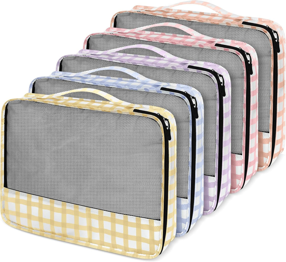 5 Pcs Packing Cubes for Suitcase Large Travel Cubes Carry on Luggage Organizer Bags for Clothes Accessories (L,Pastel)