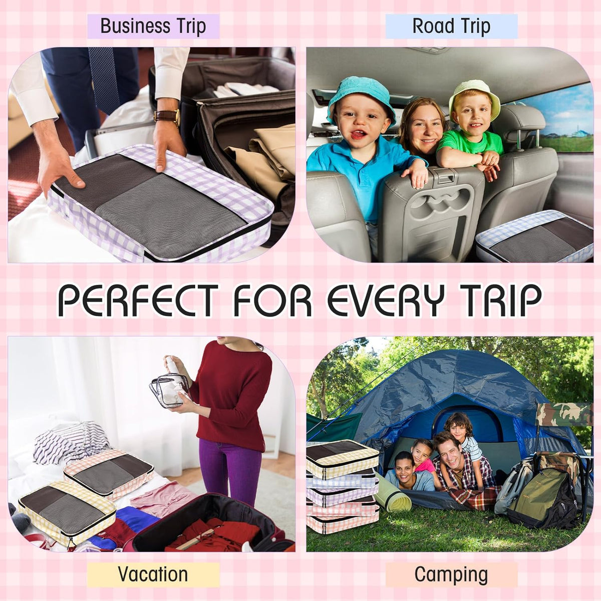 5 Pcs Packing Cubes for Suitcase Large Travel Cubes Carry on Luggage Organizer Bags for Clothes Accessories (L,Pastel)