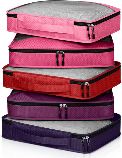 5 Pcs Packing Cubes for Suitcase Large Travel Cubes Carry on Luggage Organizer Bags for Clothes Accessories (L,Pastel)