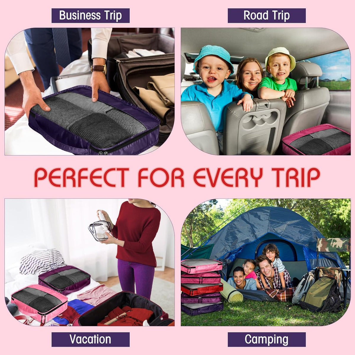 5 Pcs Packing Cubes for Suitcase Large Travel Cubes Carry on Luggage Organizer Bags for Clothes Accessories (L,Pastel)