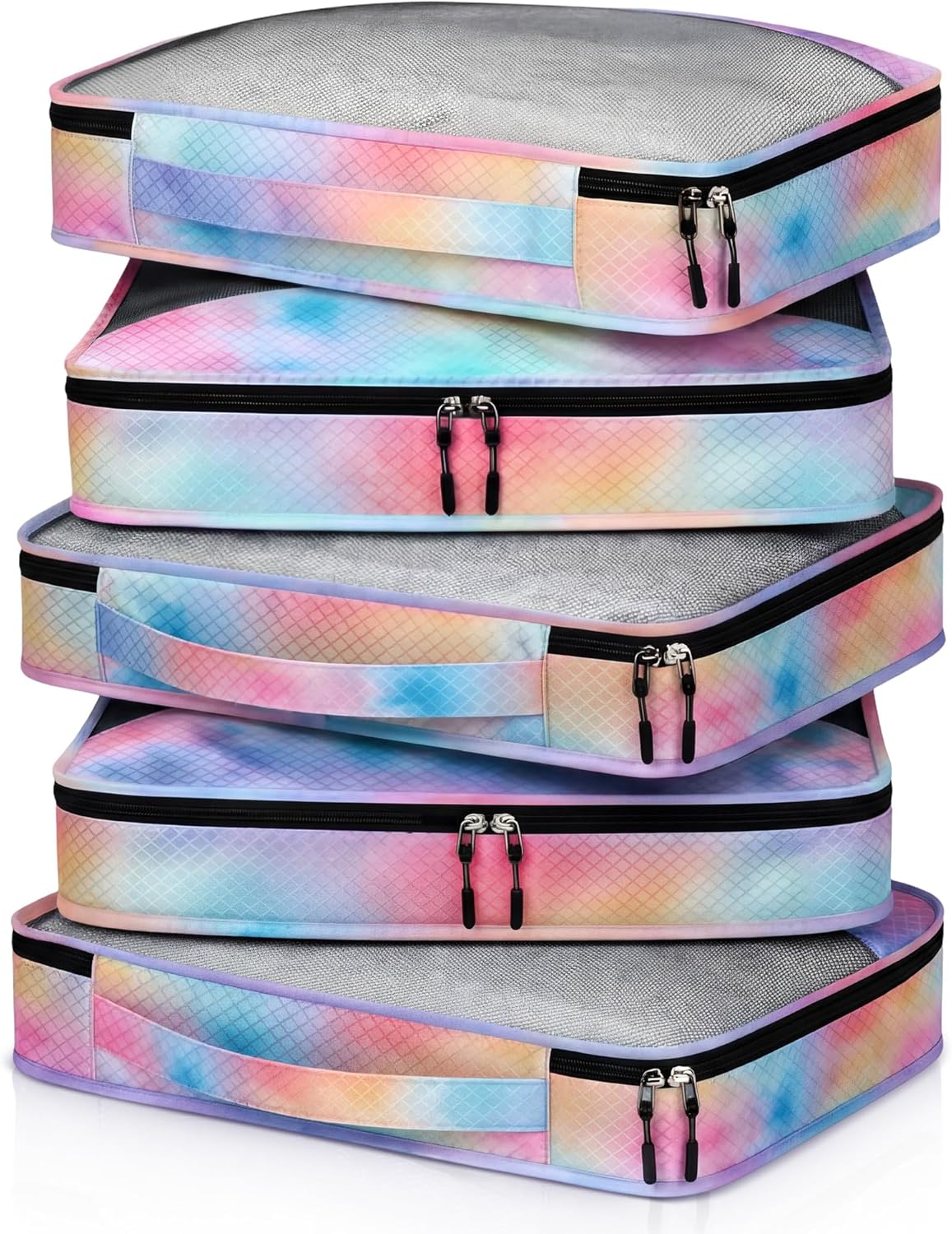 5 Pcs Packing Cubes for Suitcase Large Travel Cubes Carry on Luggage Organizer Bags for Clothes Accessories (L,Pastel)