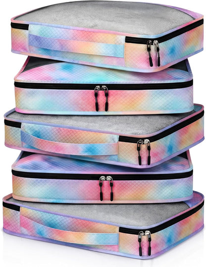 5 Pcs Packing Cubes for Suitcase Large Travel Cubes Carry on Luggage Organizer Bags for Clothes Accessories (L,Pastel)