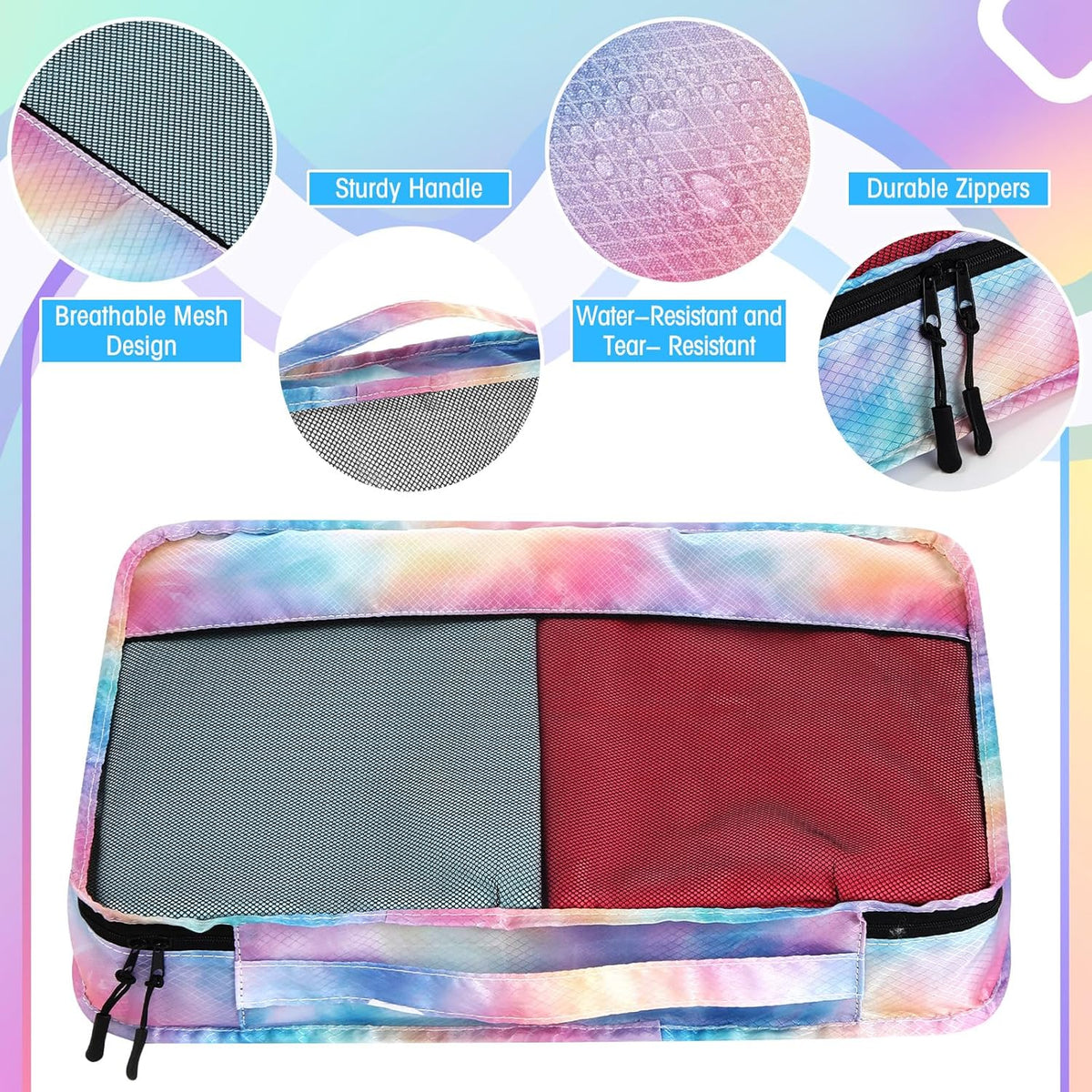 5 Pcs Packing Cubes for Suitcase Large Travel Cubes Carry on Luggage Organizer Bags for Clothes Accessories (L,Pastel)