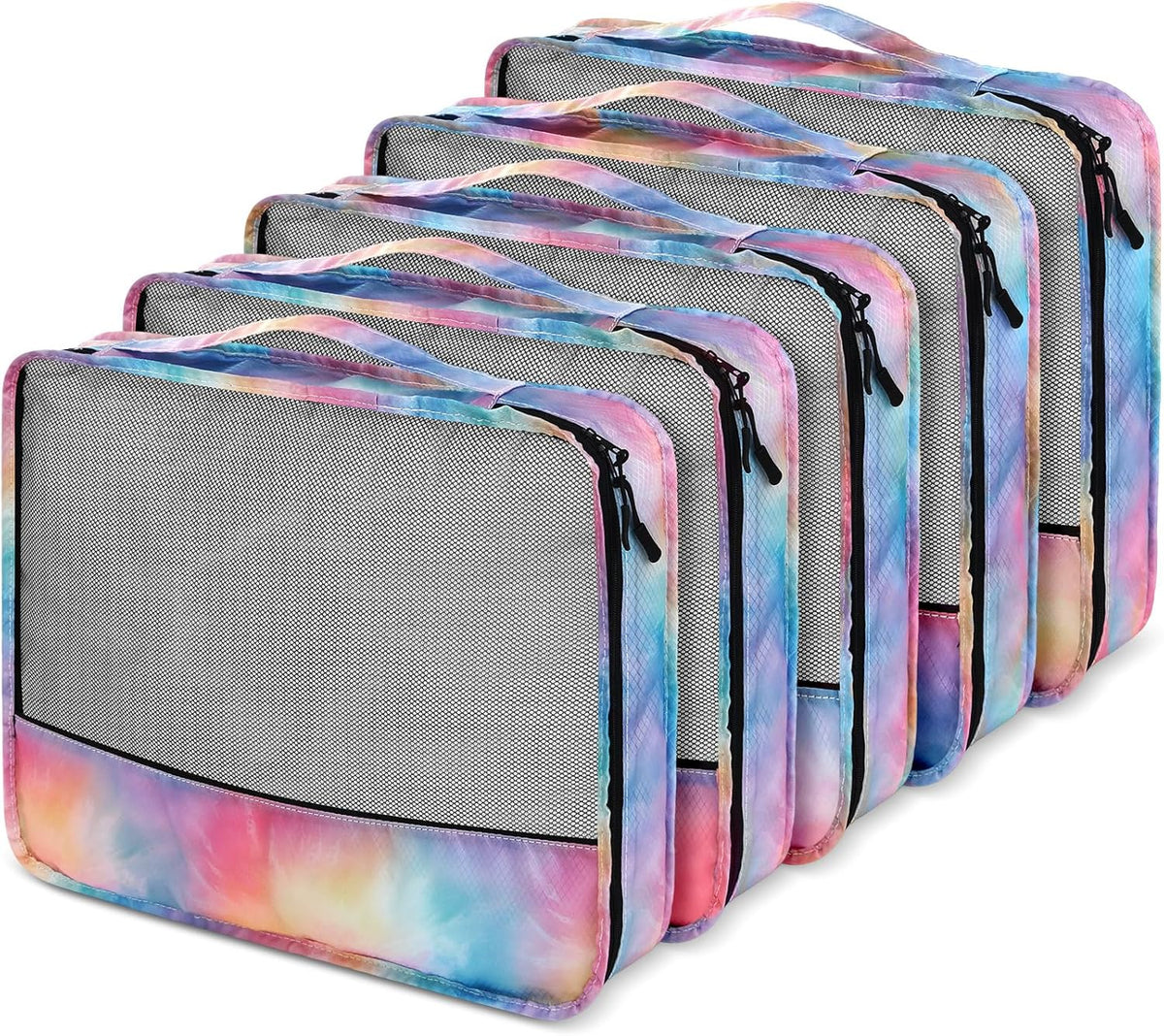 5 Pcs Packing Cubes for Suitcase Large Travel Cubes Carry on Luggage Organizer Bags for Clothes Accessories (L,Pastel)
