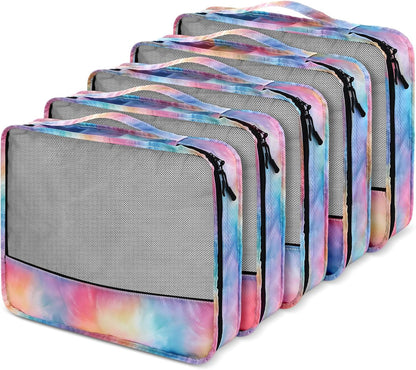 5 Pcs Packing Cubes for Suitcase Large Travel Cubes Carry on Luggage Organizer Bags for Clothes Accessories (L,Pastel)
