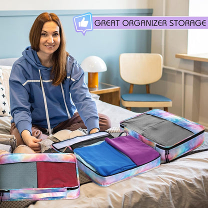 5 Pcs Packing Cubes for Suitcase Large Travel Cubes Carry on Luggage Organizer Bags for Clothes Accessories (L,Pastel)