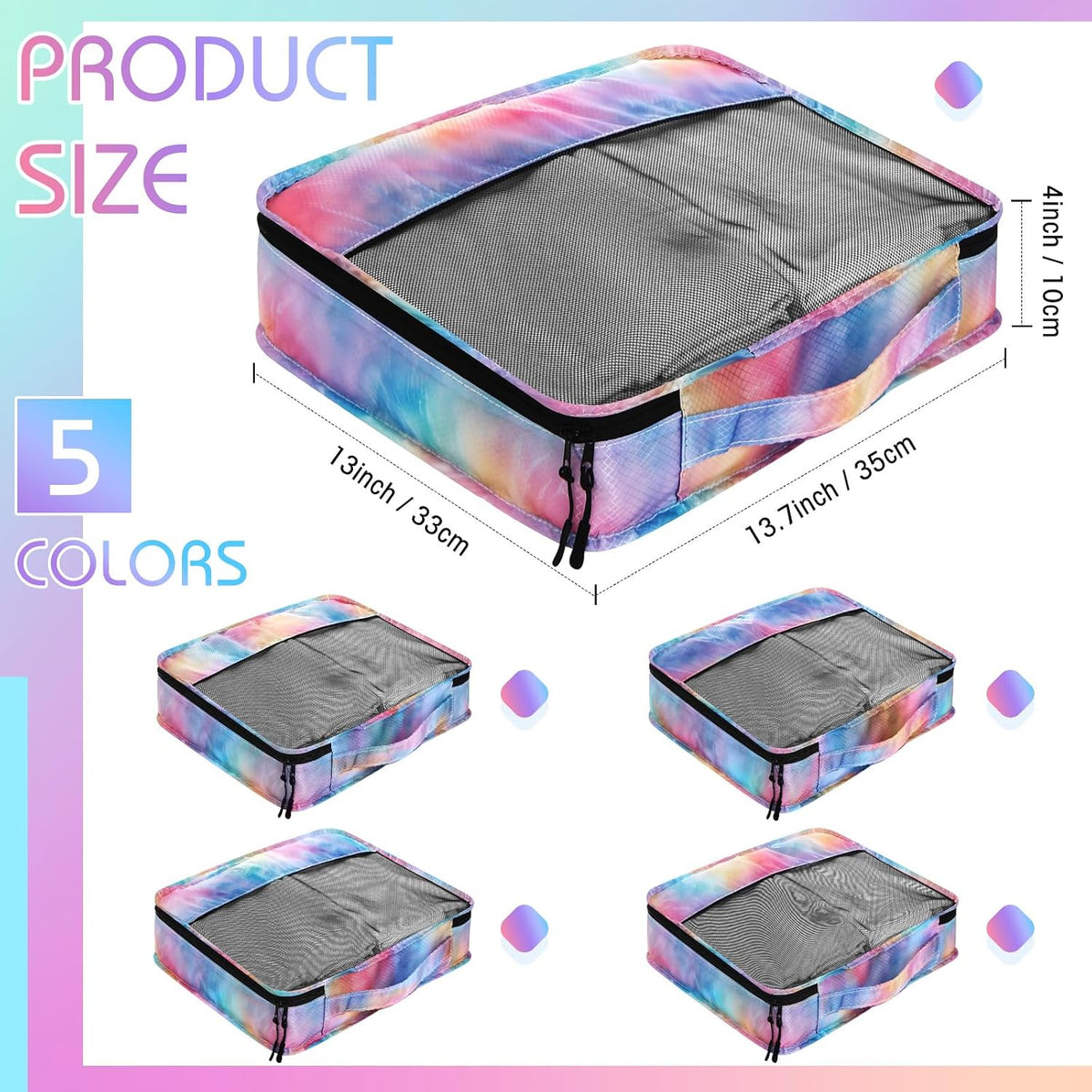 5 Pcs Packing Cubes for Suitcase Large Travel Cubes Carry on Luggage Organizer Bags for Clothes Accessories (L,Pastel)