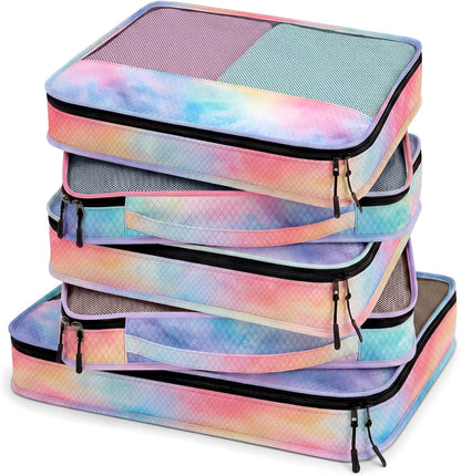 5 Pcs Packing Cubes for Suitcase Large Travel Cubes Carry on Luggage Organizer Bags for Clothes Accessories (L,Pastel)