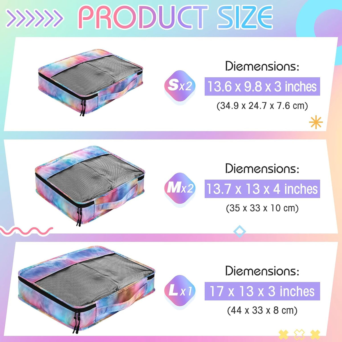 5 Pcs Packing Cubes for Suitcase Large Travel Cubes Carry on Luggage Organizer Bags for Clothes Accessories (L,Pastel)