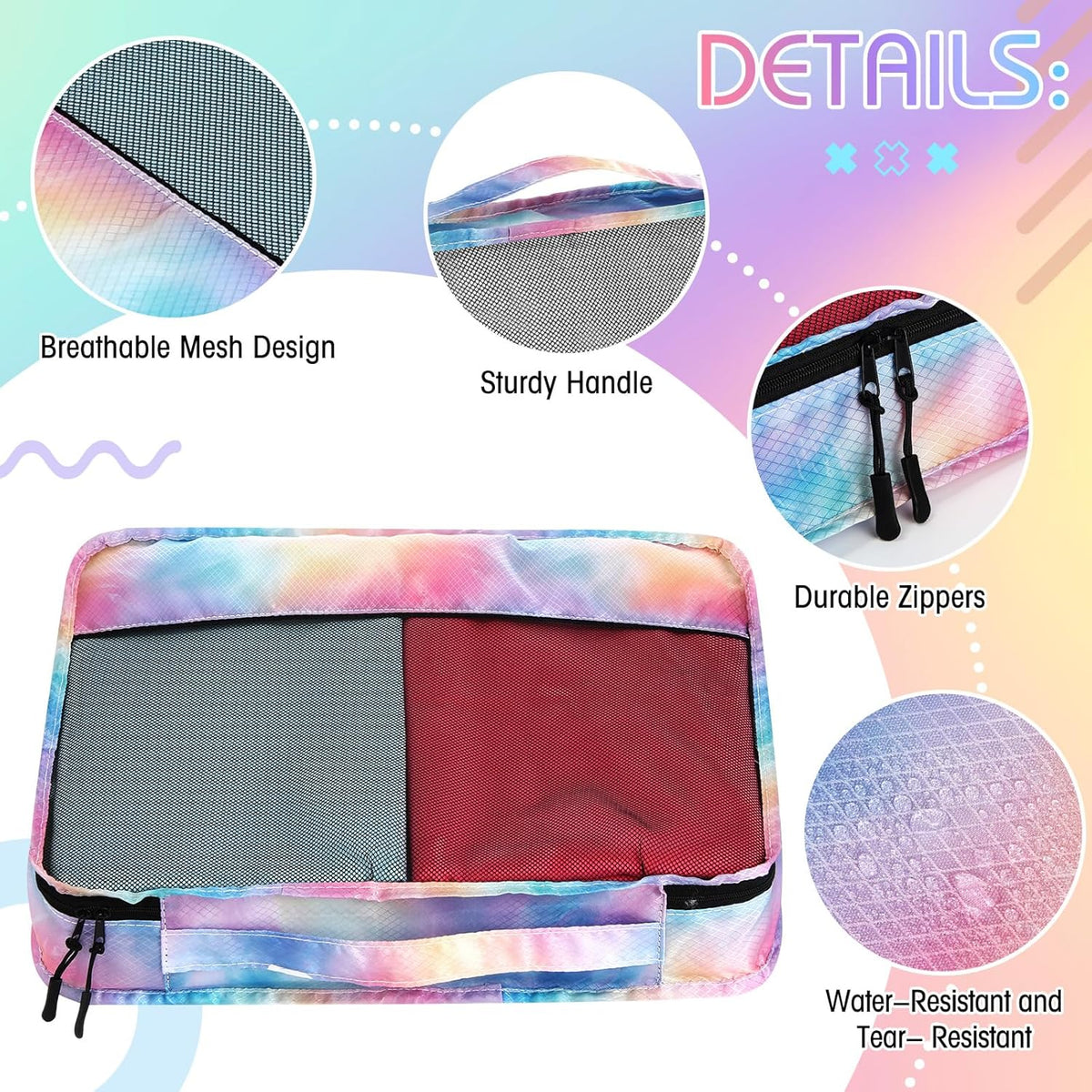5 Pcs Packing Cubes for Suitcase Large Travel Cubes Carry on Luggage Organizer Bags for Clothes Accessories (L,Pastel)