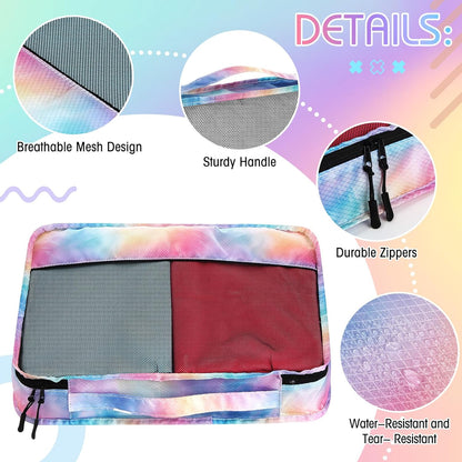 5 Pcs Packing Cubes for Suitcase Large Travel Cubes Carry on Luggage Organizer Bags for Clothes Accessories (L,Pastel)