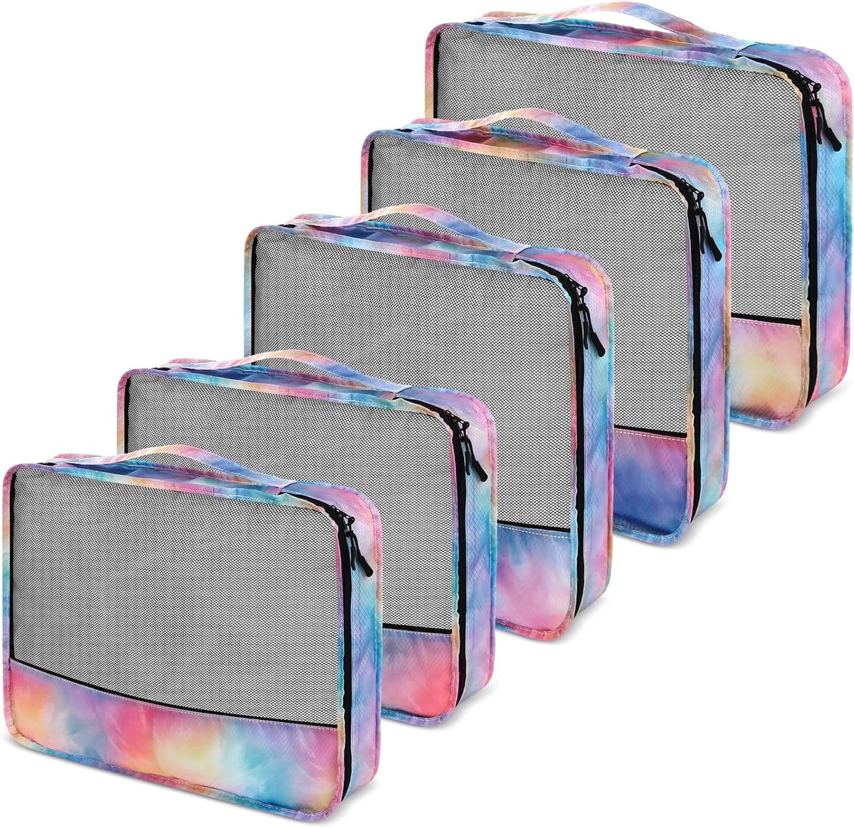5 Pcs Packing Cubes for Suitcase Large Travel Cubes Carry on Luggage Organizer Bags for Clothes Accessories (L,Pastel)