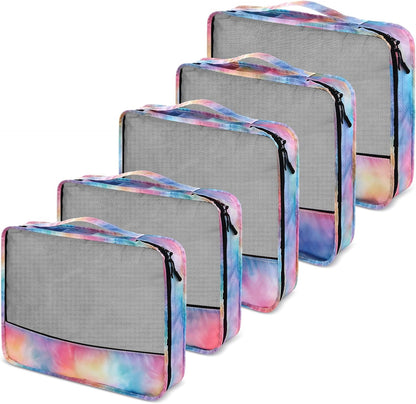 5 Pcs Packing Cubes for Suitcase Large Travel Cubes Carry on Luggage Organizer Bags for Clothes Accessories (L,Pastel)
