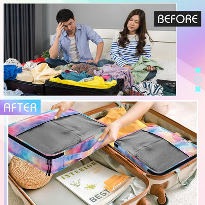 5 Pcs Packing Cubes for Suitcase Large Travel Cubes Carry on Luggage Organizer Bags for Clothes Accessories (L,Pastel)