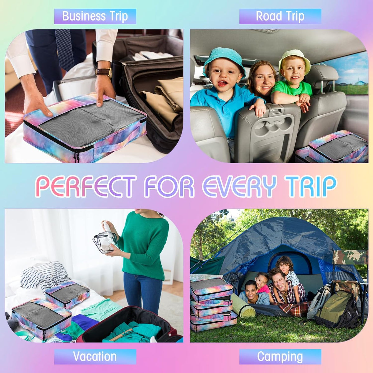 5 Pcs Packing Cubes for Suitcase Large Travel Cubes Carry on Luggage Organizer Bags for Clothes Accessories (L,Pastel)