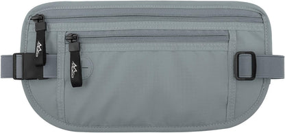 Travel Money Belt, Hidden RFID Blocking Passport Wallet, Black | Slim money belt has three pockets, breathable backing, water-resistant nylon, and an adjustable 28-50 in waist strap