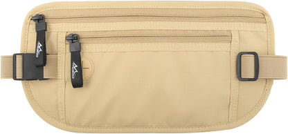 Travel Money Belt, Hidden RFID Blocking Passport Wallet, Black | Slim money belt has three pockets, breathable backing, water-resistant nylon, and an adjustable 28-50 in waist strap