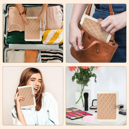 Jewelry Travel Organizer Case -5 Pouch Jewelry Roll for Necklaces, Rings, Earrings Jewelry Storage Ring Binder PU Leather for Women (Beige & White)