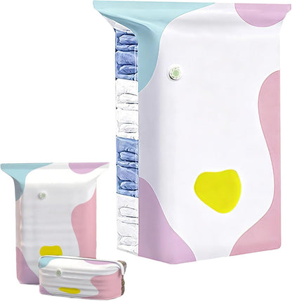 Space Saver Bags - Pump-Free 3d Vacuum Storage Bags | Thickened Pa Pe Roll-Up Compression Packing Organizer | Cube Press Seal Airtight Space Saving Bag for Clothes Blanket Mattress Wardrobe