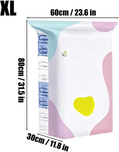 Space Saver Bags - Pump-Free 3d Vacuum Storage Bags | Thickened Pa Pe Roll-Up Compression Packing Organizer | Cube Press Seal Airtight Space Saving Bag for Clothes Blanket Mattress Wardrobe
