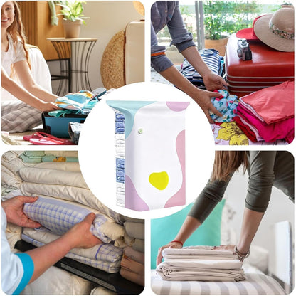 Space Saver Bags - Pump-Free 3d Vacuum Storage Bags | Thickened Pa Pe Roll-Up Compression Packing Organizer | Cube Press Seal Airtight Space Saving Bag for Clothes Blanket Mattress Wardrobe