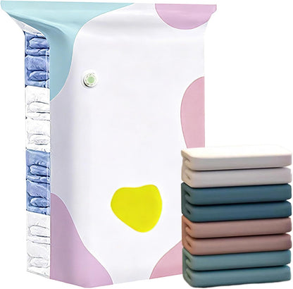 Space Saver Bags - Pump-Free 3d Vacuum Storage Bags | Thickened Pa Pe Roll-Up Compression Packing Organizer | Cube Press Seal Airtight Space Saving Bag for Clothes Blanket Mattress Wardrobe