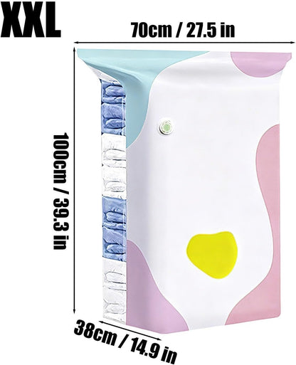 Space Saver Bags - Pump-Free 3d Vacuum Storage Bags | Thickened Pa Pe Roll-Up Compression Packing Organizer | Cube Press Seal Airtight Space Saving Bag for Clothes Blanket Mattress Wardrobe