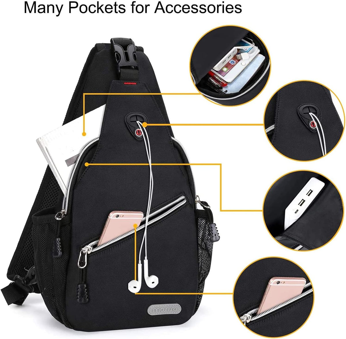 Mini Sling Backpack,Small Hiking Daypack Travel Outdoor Casual Sports Bag, Black