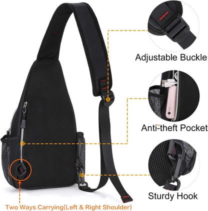 Mini Sling Backpack,Small Hiking Daypack Travel Outdoor Casual Sports Bag, Black