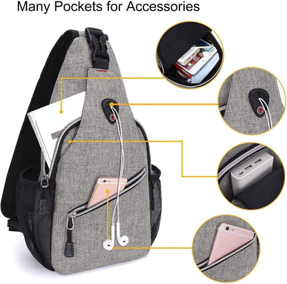 Mini Sling Backpack,Small Hiking Daypack Travel Outdoor Casual Sports Bag, Black