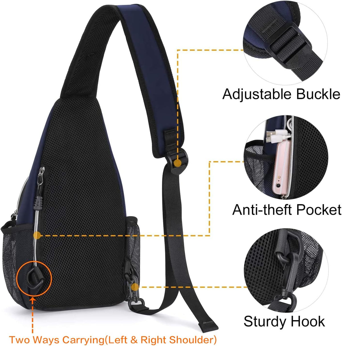 Mini Sling Backpack,Small Hiking Daypack Travel Outdoor Casual Sports Bag, Black