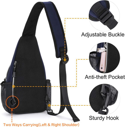Mini Sling Backpack,Small Hiking Daypack Travel Outdoor Casual Sports Bag, Black