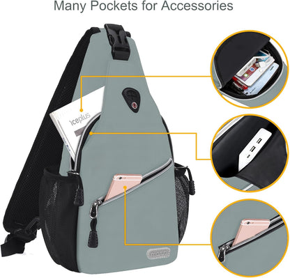 Mini Sling Backpack,Small Hiking Daypack Travel Outdoor Casual Sports Bag, Black