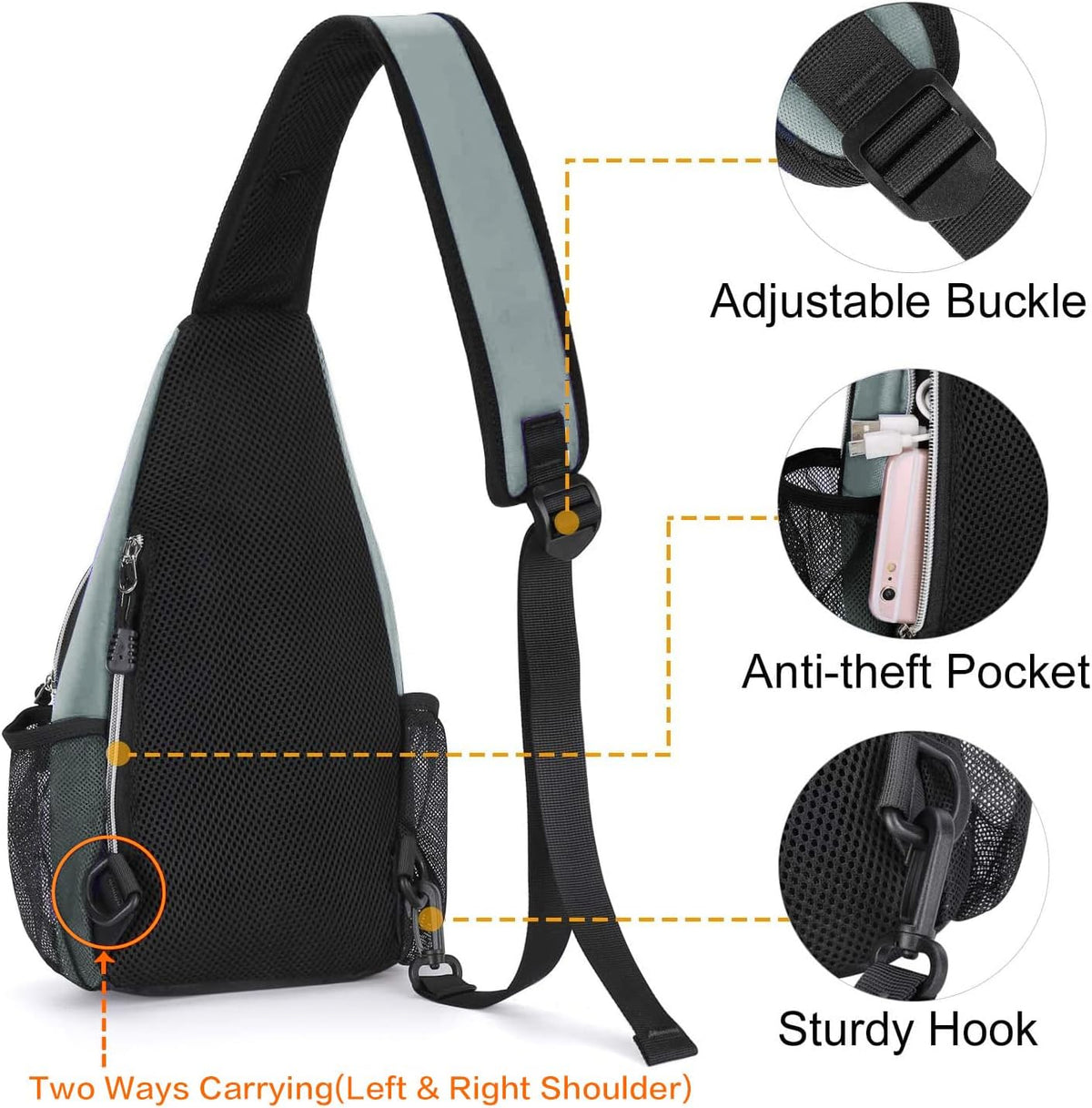 Mini Sling Backpack,Small Hiking Daypack Travel Outdoor Casual Sports Bag, Black
