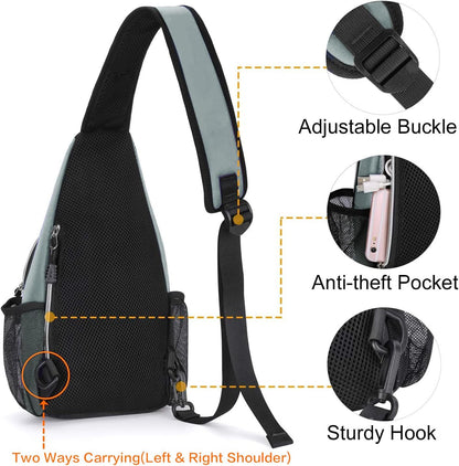 Mini Sling Backpack,Small Hiking Daypack Travel Outdoor Casual Sports Bag, Black
