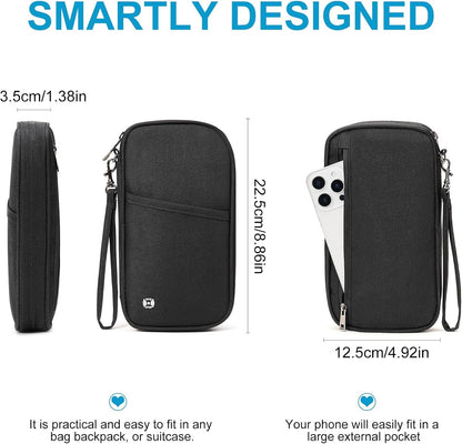 Travel Passport Wallet,RFID Blocking Waterproof Passport Holder Family Portable Travel Document Organizer for Men and Women