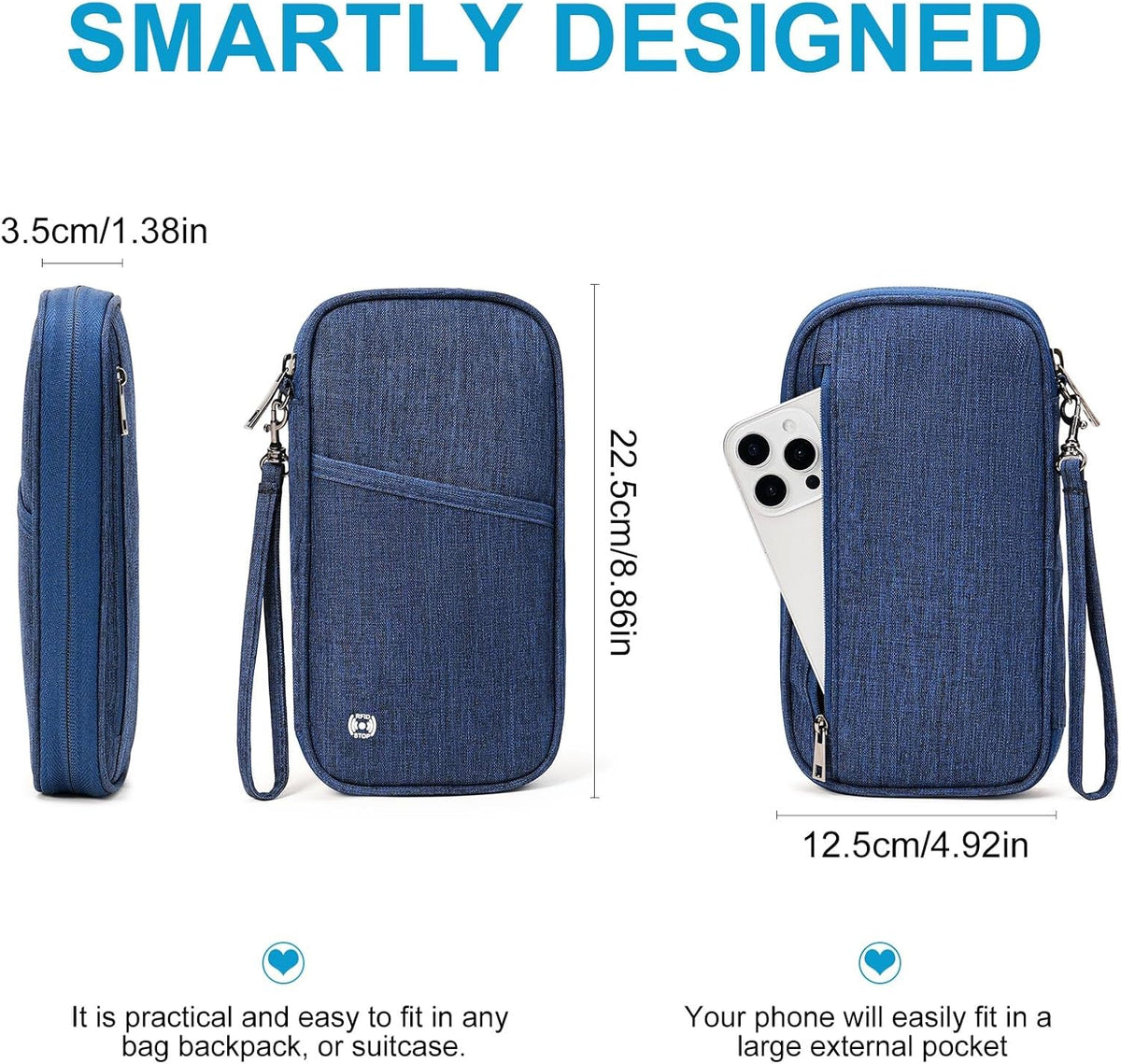 Travel Passport Wallet,RFID Blocking Waterproof Passport Holder Family Portable Travel Document Organizer for Men and Women