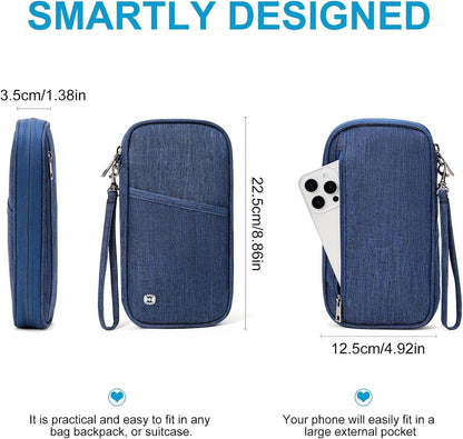 Travel Passport Wallet,RFID Blocking Waterproof Passport Holder Family Portable Travel Document Organizer for Men and Women
