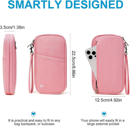 Travel Passport Wallet,RFID Blocking Waterproof Passport Holder Family Portable Travel Document Organizer for Men and Women