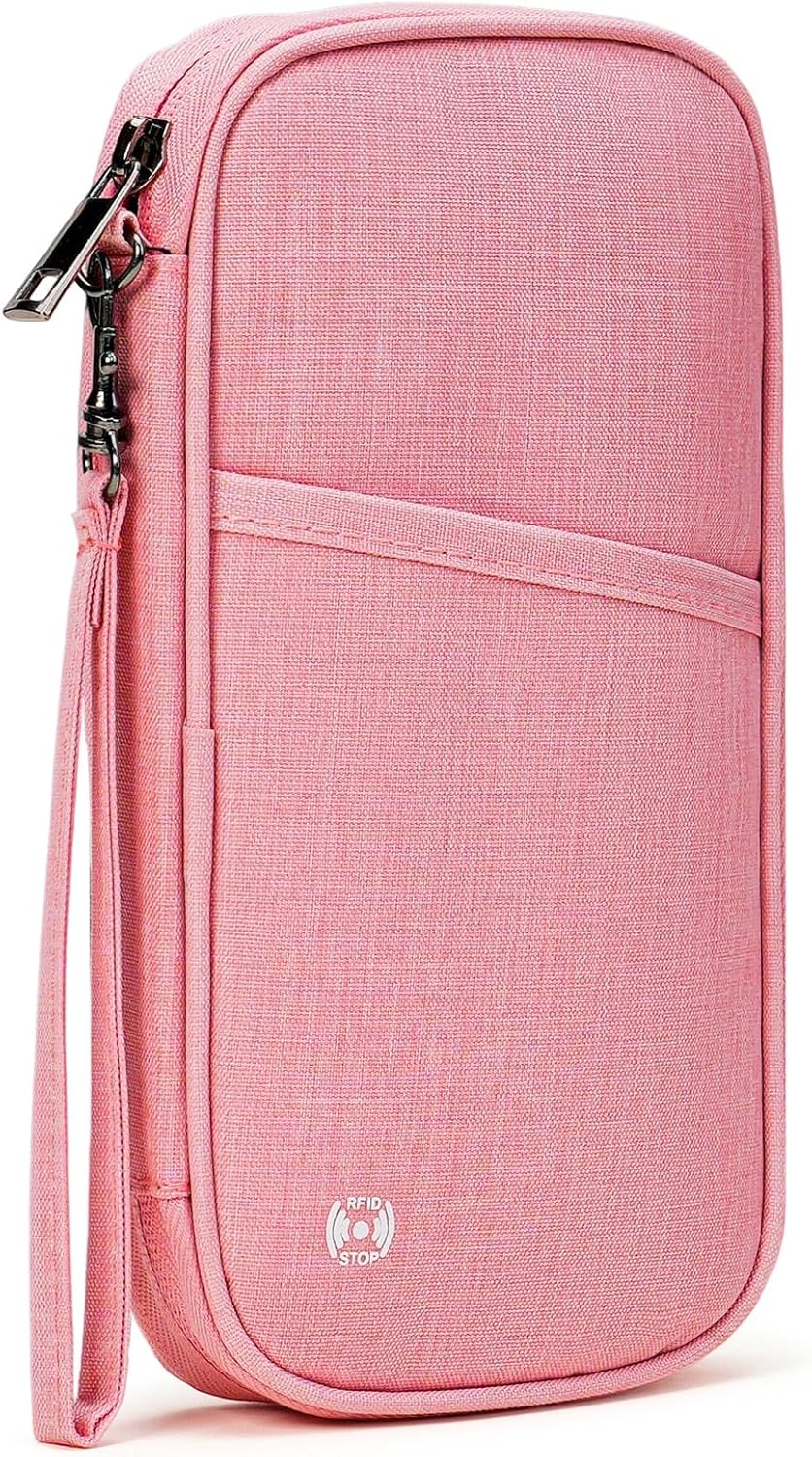 Travel Passport Wallet,RFID Blocking Waterproof Passport Holder Family Portable Travel Document Organizer for Men and Women