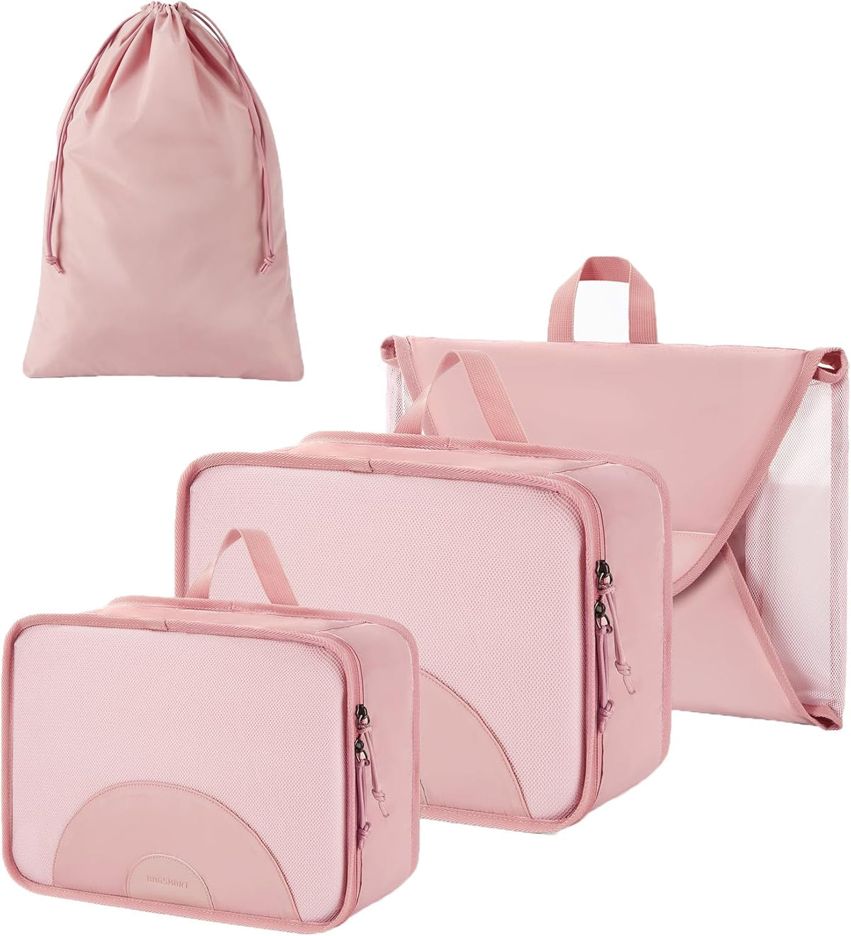 Garment Folder Packing Cubes for Travel, 4 Set Lightweight Travel Cubes for Wrinkle Free, Durable Suitcase Organizers Bag Set for Travel Essentials Baby Pink