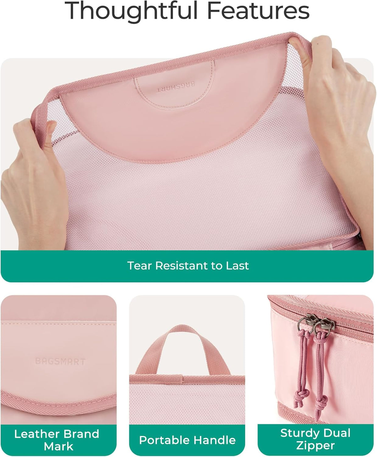 Garment Folder Packing Cubes for Travel, 4 Set Lightweight Travel Cubes for Wrinkle Free, Durable Suitcase Organizers Bag Set for Travel Essentials Baby Pink