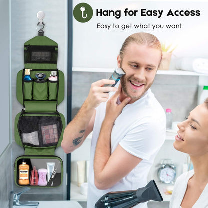 Travel Toiletry Bag for Women, Dopp Kit for Men, Waterproof Makeup Bag Shaving Bag with Hanging Hook, Portable Toiletry Organizer for Traveling and Camping