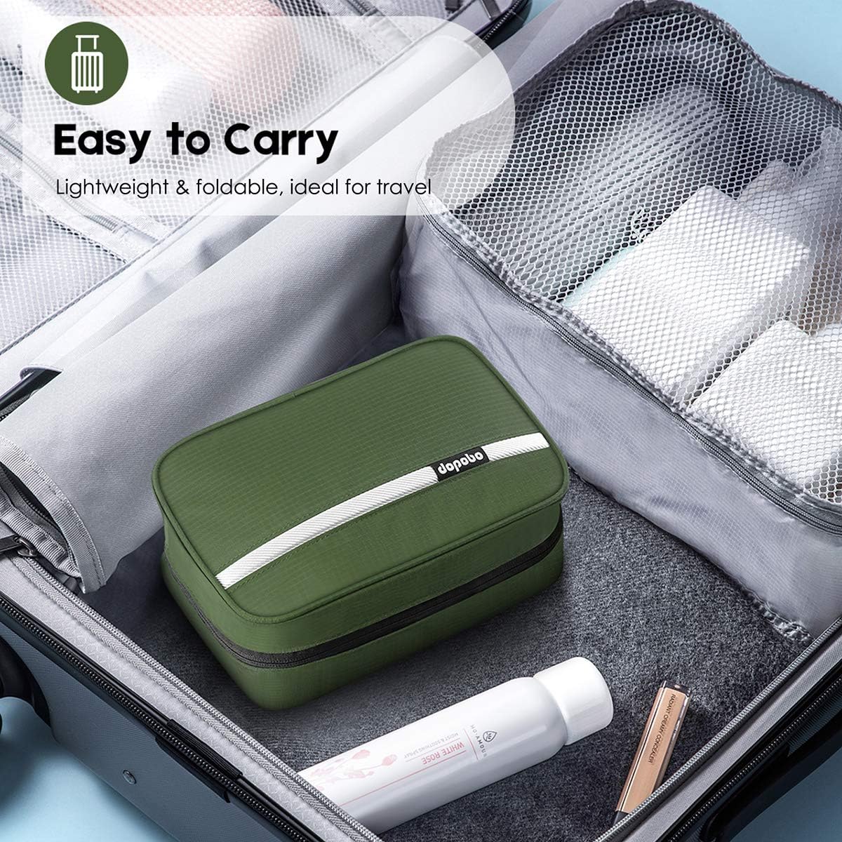 Travel Toiletry Bag for Women, Dopp Kit for Men, Waterproof Makeup Bag Shaving Bag with Hanging Hook, Portable Toiletry Organizer for Traveling and Camping